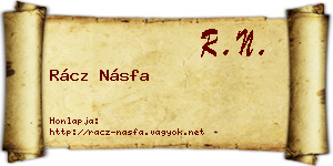 Rácz Násfa névjegykártya